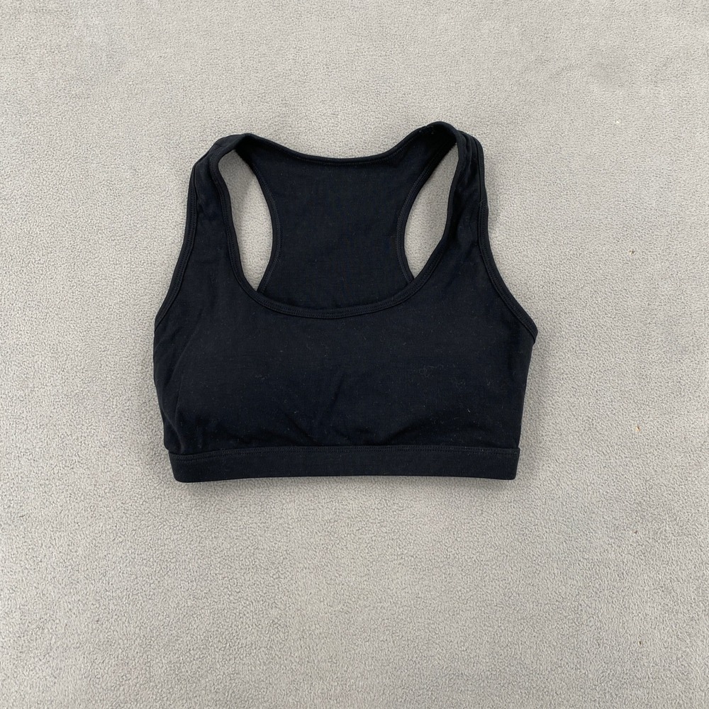 Zyia Active Black Racerback Sports Bra Ribbed Band Moon Logo XS